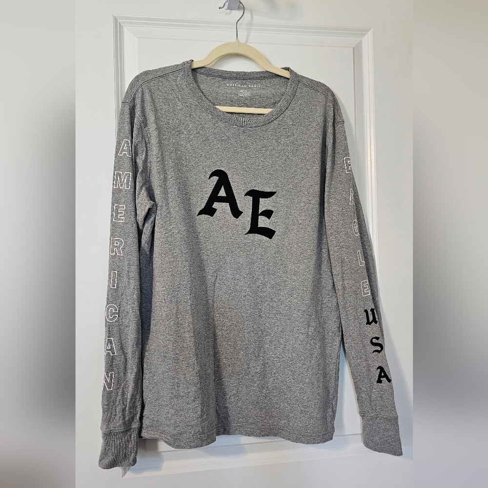 Men's American Eagle Gray CottonStretch Logo Shirt
